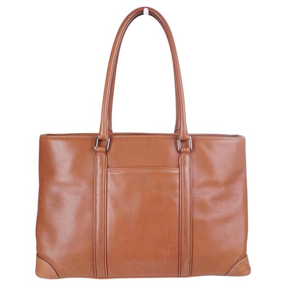Coach 7515 Hampton Tote Bag Brown Leather Double Handle Carryall Lined